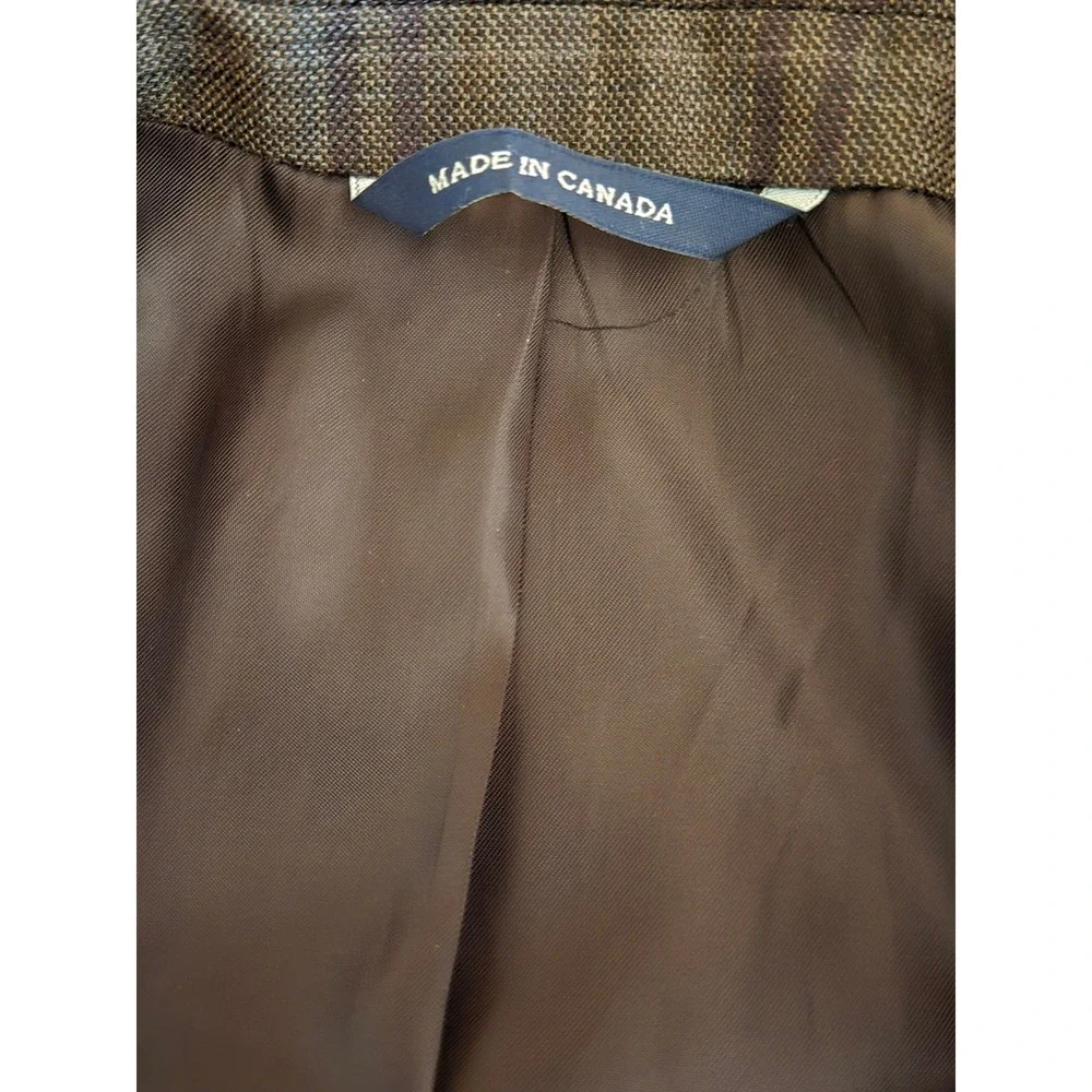 Ralph Lauren Mens 42R Brown Plaid 100% Wool Blazer Sport Coat Made in Canada‎